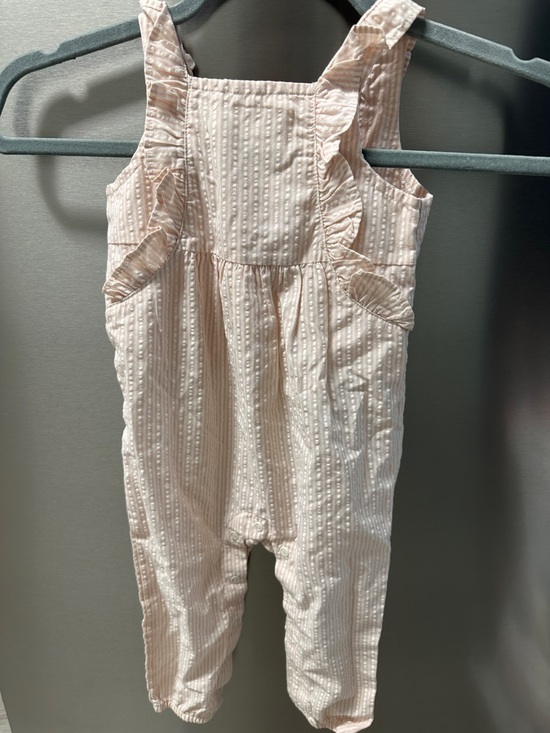 Carter's Other - Carter's Light Pink Striped Ruffle Overalls